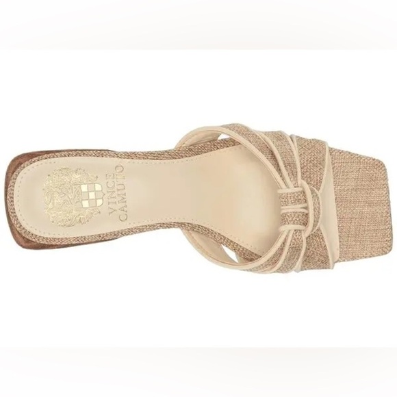 Vince Camuto Knotted Canvas Mules Selarin Sandals slip on block heel NEW - Picture 4 of 10